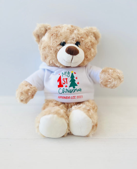 Baby's First Christmas, Christmas Gift for New Baby, 1st Christmas Gift, Christmas Teddy Bear, First Holiday Season - Up2ournecksinfabric