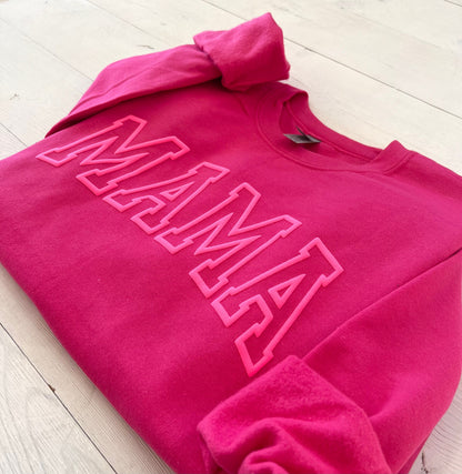 Puff Embossed Hot Pink Mama Crewneck - Up2ournecksinfabric