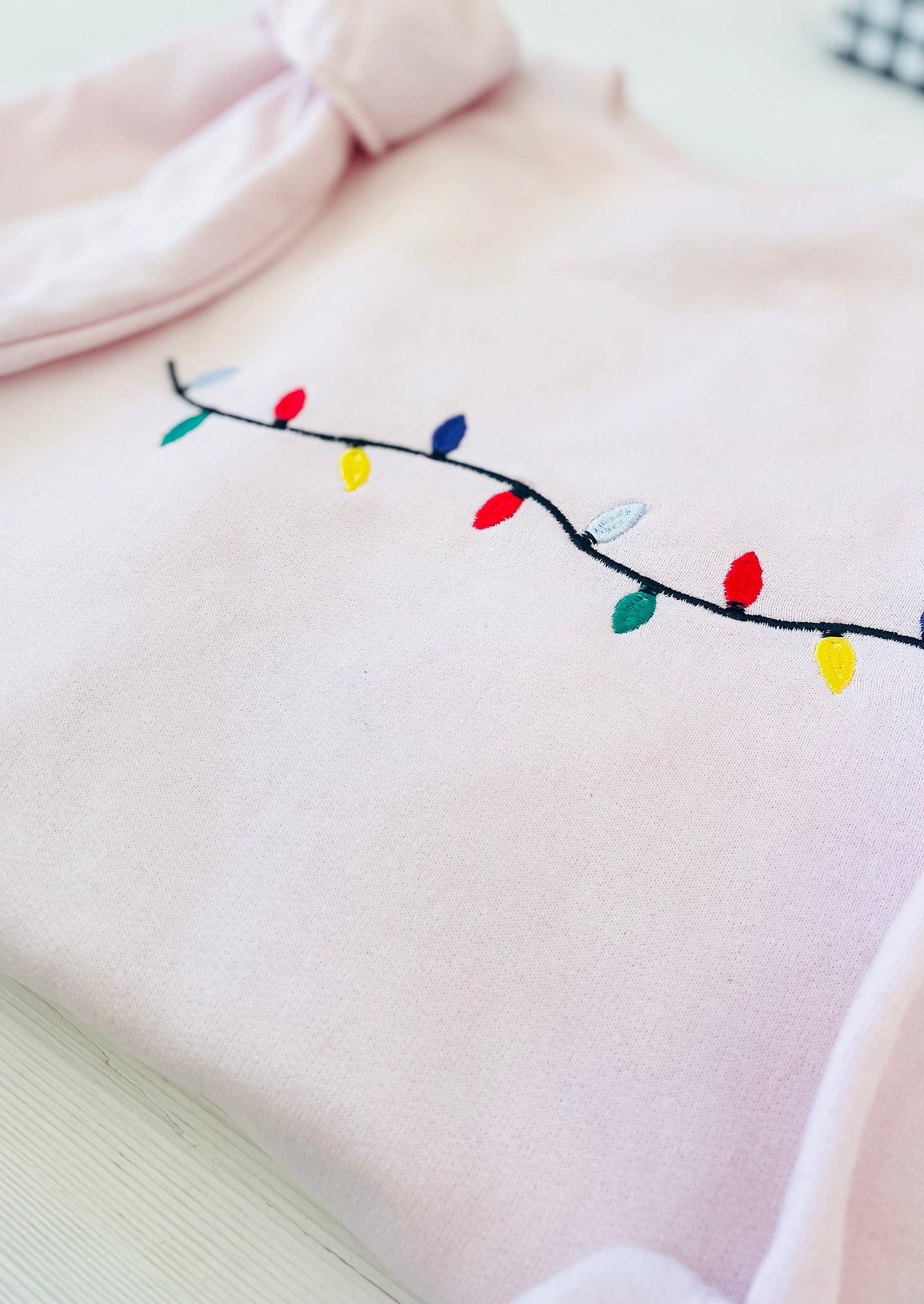 Christmas Lights Sweatshirt, Christmas Embroidered Sweatshirt, Christmas Sweatshirt, Embroidered Christmas Sweatshirt, Festive Sweatshirt