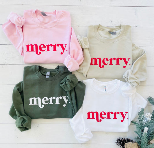 Embossed Merry Christmas Sweatshirt, Christmas shirt for Women, Holiday Sweater, Merry Christmas Sweatshirt, Christmas Crewneck Sweatshirt - Up2ournecksinfabric