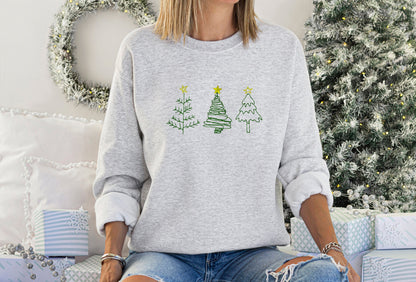 Embroidered Christmas Crewneck, Holiday Crewneck, Embroidered Christmas Sweatshirt, Holiday Sweatshirt, Merry and Bright Sweater - Up2ournecksinfabric