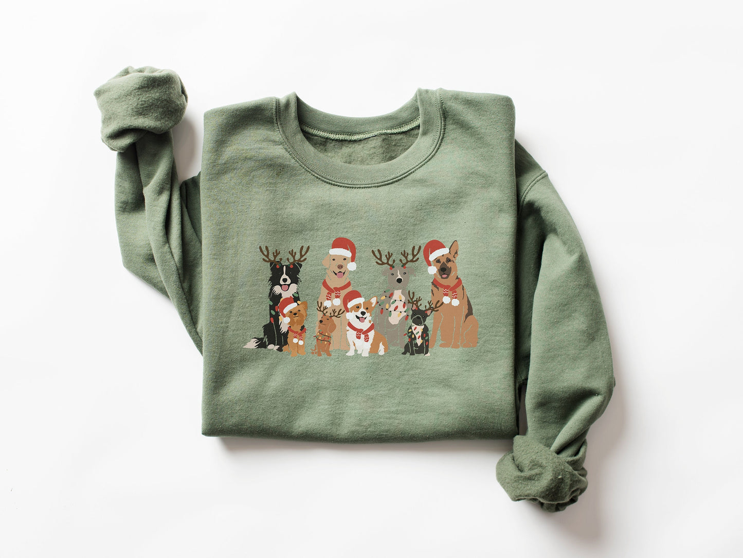 Christmas Dog Sweatshirt, Womens Christmas Sweatshirt, Christmas Sweater, Merry Christmas Sweatshirt, Christmas Crewneck Sweatshirt - Up2ournecksinfabric