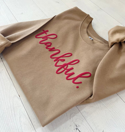 Embossed Thankful Oversized Sweatshirt - Up2ournecksinfabric