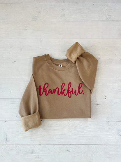 Embossed Thankful Oversized Sweatshirt - Up2ournecksinfabric