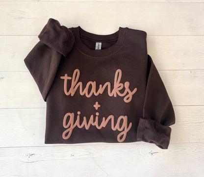 Embossed Thanks + Giving Crewneck Sweatshirt - Up2ournecksinfabric