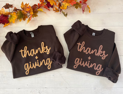 Embossed Thanks + Giving Crewneck Sweatshirt - Up2ournecksinfabric