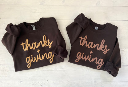 Embossed Thanks + Giving Crewneck Sweatshirt - Up2ournecksinfabric