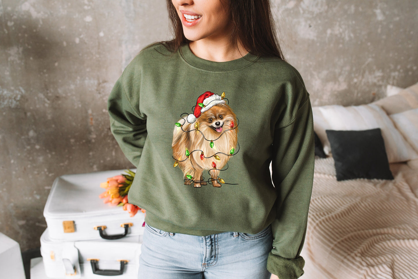 Christmas Pomeranian shirt, Christmas Pomeranian Dog, Pomeranian holiday shirt,  Gift for dog mom, Dog Mom shirt, Dog lover tee, pom lover - Up2ournecksinfabric