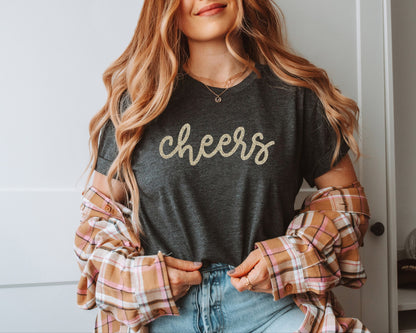 Cheers Shirt, New Years shirt, Nye shirt, glitter new years shirt, womens new years eve shirt, new years eve shirt women, cheers t-shirt