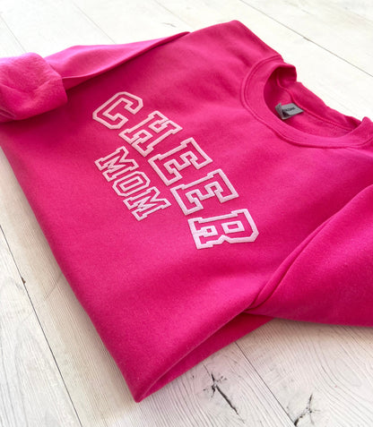 Embossed Hot Pink Cheer Mom Sweatshirt - Up2ournecksinfabric