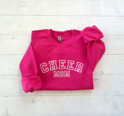 Embossed Hot Pink Cheer Mom Sweatshirt - Up2ournecksinfabric