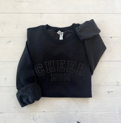 Embossed Cheer Mom Black Sweatshirt - Up2ournecksinfabric