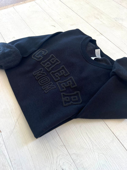 Embossed Cheer Mom Black Sweatshirt - Up2ournecksinfabric