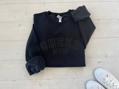 Embossed Cheer Mom Black Sweatshirt - Up2ournecksinfabric