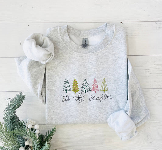 Christmas Embroidered Sweatshirt, Christmas Sweatshirt, Embroidered Christmas Sweatshirt, Christmas Tree Sweatshirt, Holiday sweatshirt