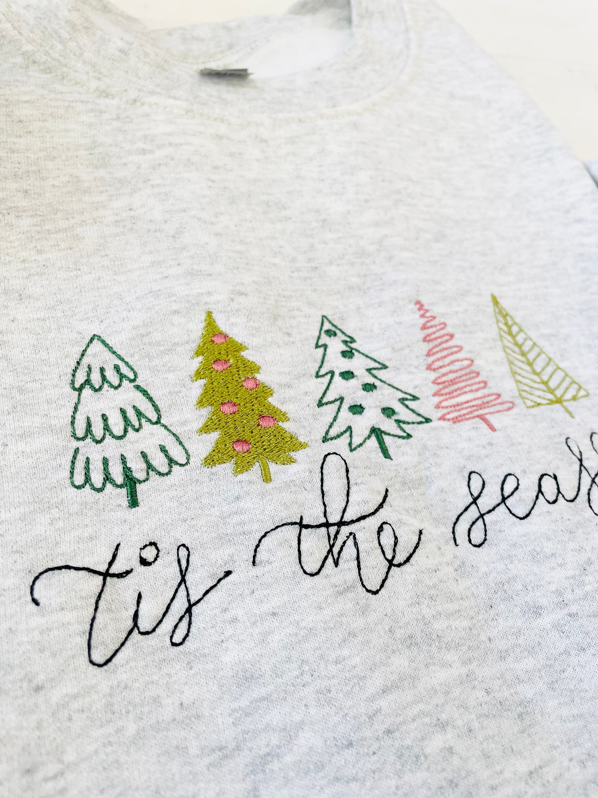 Christmas Embroidered Sweatshirt, Christmas Sweatshirt, Embroidered Christmas Sweatshirt, Christmas Tree Sweatshirt, Holiday sweatshirt - Up2ournecksinfabric