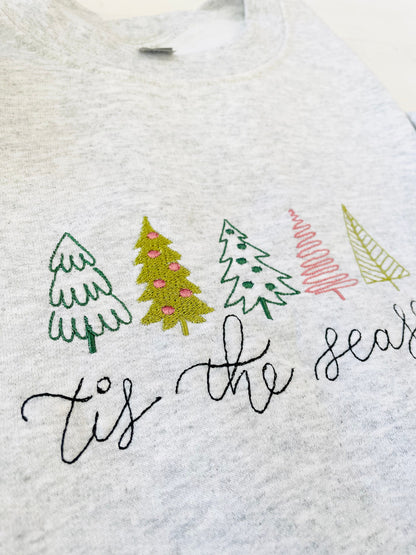 Christmas Embroidered Sweatshirt, Christmas Sweatshirt, Embroidered Christmas Sweatshirt, Christmas Tree Sweatshirt, Holiday sweatshirt - Up2ournecksinfabric