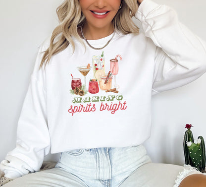 Making Spirits Bright, Merry Christmas Sweatshirt, Christmas Sweatshirt For Women, Retro Christmas Sweatshirt, Christmas Sweater, Xmas Shirt - Up2ournecksinfabric