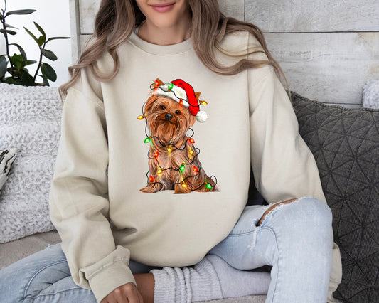 Christmas Yorkie shirt, Christmas Yorkshire Terrier Dog, Yorkie holiday shirt,  Gift for dog mom, Dog Mom shirt, Dog lover tee, Yorkie lover - Up2ournecksinfabric