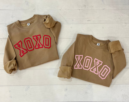 embossed xoxo sweatshirt, puff Valentines day shirt, Valentine day top, xoxo women's crewneck, Galentines day shirt, Valentines day gift - Up2ournecksinfabric