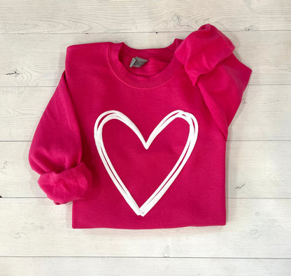 Embossed Valentines Day Sweatshirt, Valentine Day Sweater, Heart Sweatshirt, Galentines day shirt, Love top, Valentine gift, gift for her - Up2ournecksinfabric