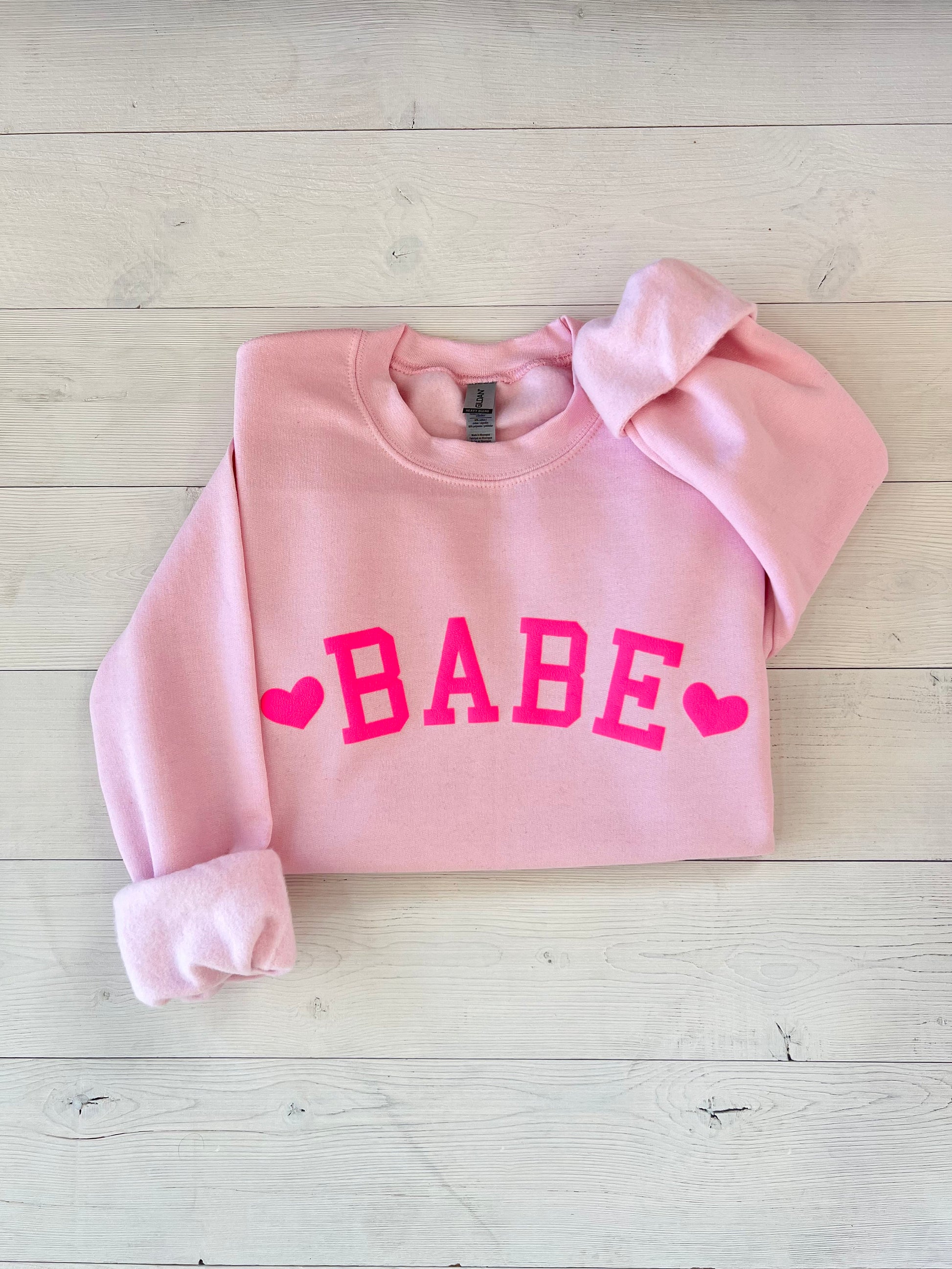 Embossed Babe Sweatshirt, Couples Sweatshirt, Valentine's Day Crewneck