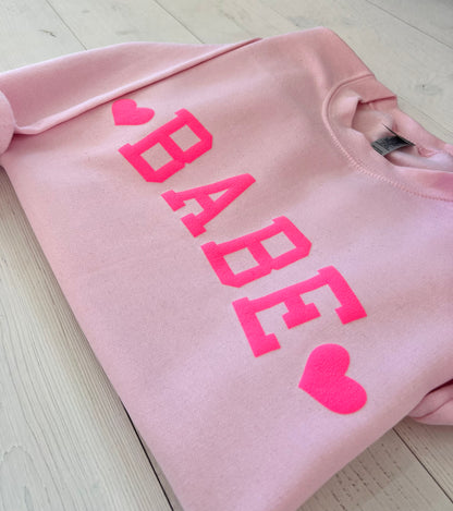 Embossed Babe Sweatshirt, Couples Sweatshirt, Valentine's Day Crewneck - Up2ournecksinfabric