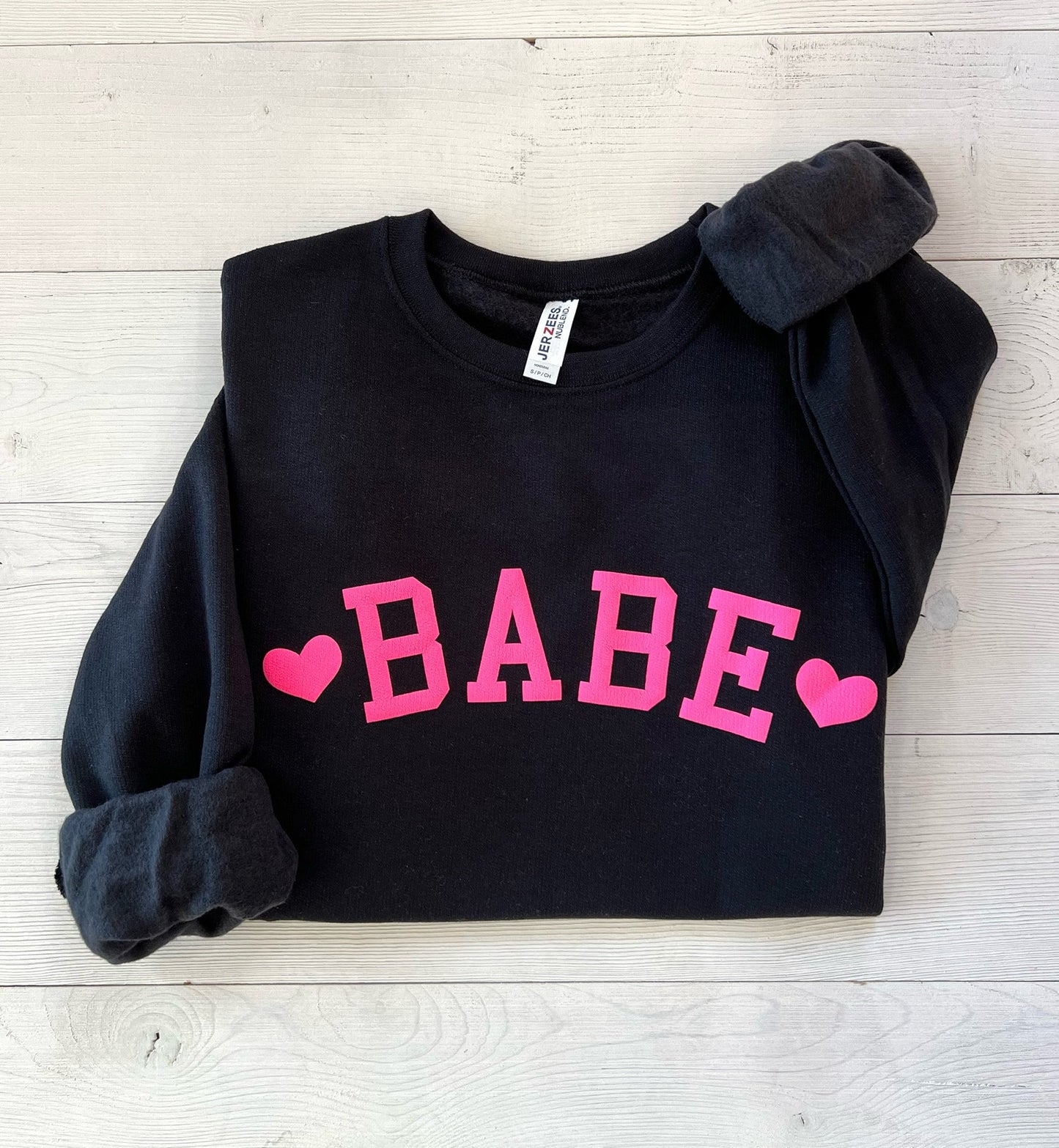 Embossed Babe Sweatshirt, Couples Sweatshirt, Valentine's Day Crewneck