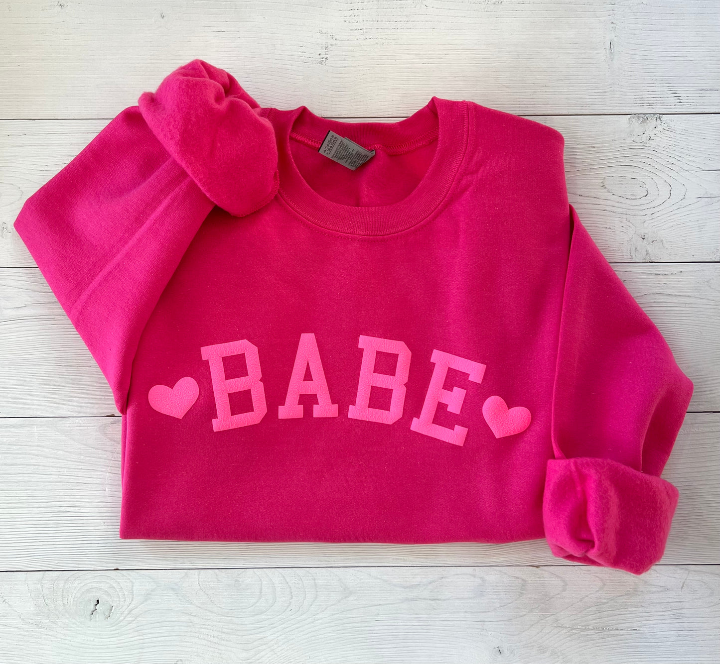 Embossed Babe Sweatshirt, Couples Sweatshirt, Valentine's Day Crewneck