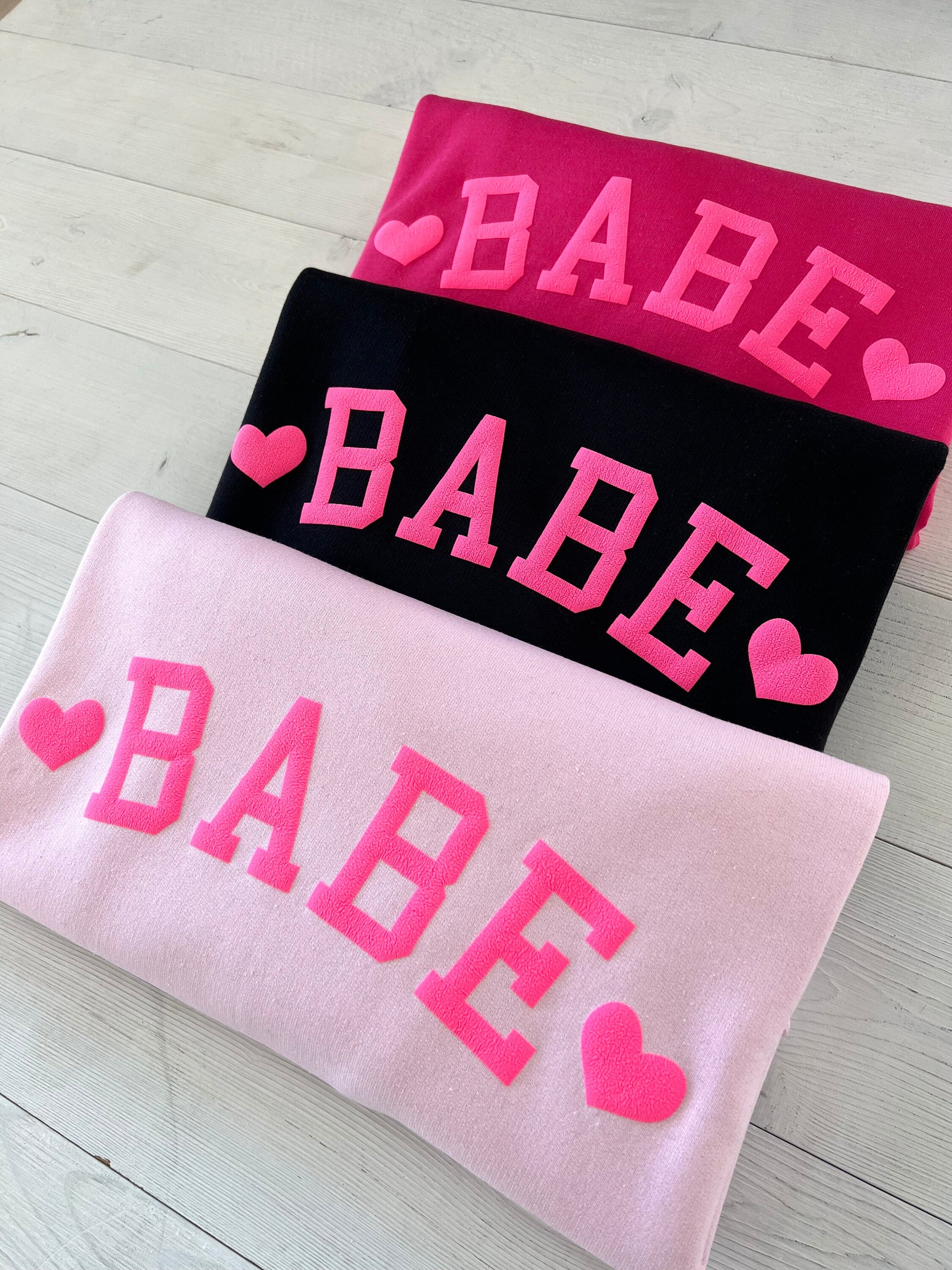 Embossed Babe Sweatshirt, Couples Sweatshirt, Valentine's Day Crewneck