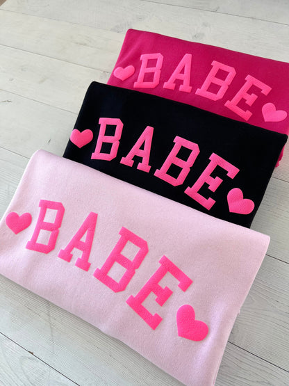 Embossed Babe Sweatshirt, Couples Sweatshirt, Valentine's Day Crewneck - Up2ournecksinfabric