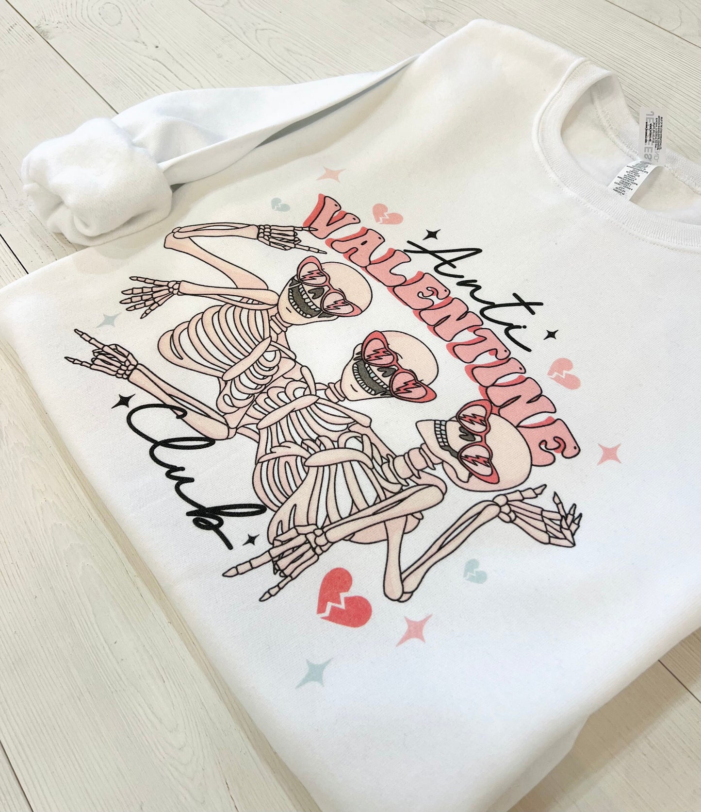 Anti Valentine, Valentines Day Sweatshirt, Skeleton Valentine Design, Comfy Love Sweatshirt, Galentine Crewneck - Up2ournecksinfabric