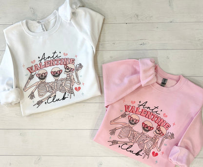 Anti Valentine, Valentines Day Sweatshirt, Skeleton Valentine Design, Comfy Love Sweatshirt, Galentine Crewneck - Up2ournecksinfabric