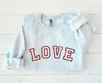 Glitter Valentines day shirt, love tshirt, Valentine sweatshirt, Galentines day top, gift for girlfriend, cute love crewneck, love design - Up2ournecksinfabric