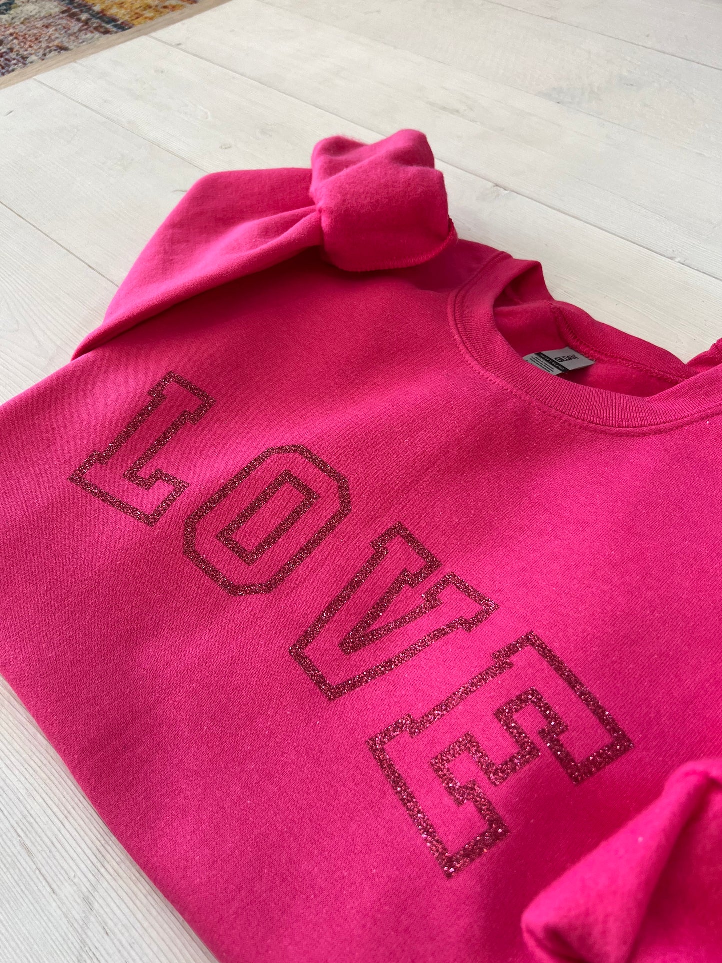 Glitter Valentines day shirt, hot pink shirt, Valentine sweatshirt, Galentines day top, gift for girlfriend, cute love crewneck, love design