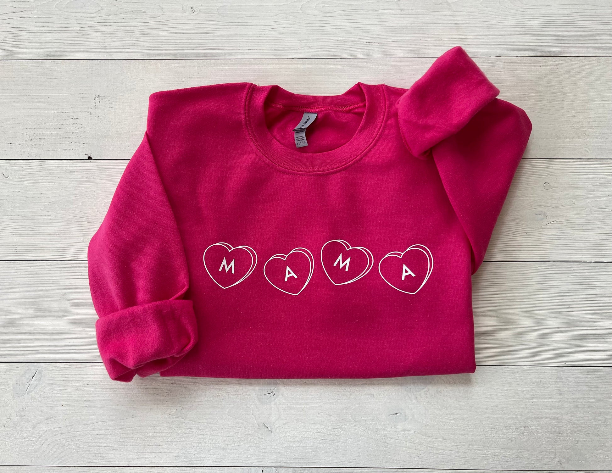 White Valentines Day Crewneck, Mama Candy Heart Sweatshirt, Retro Mom Sweater, Personalized Gift for Mama