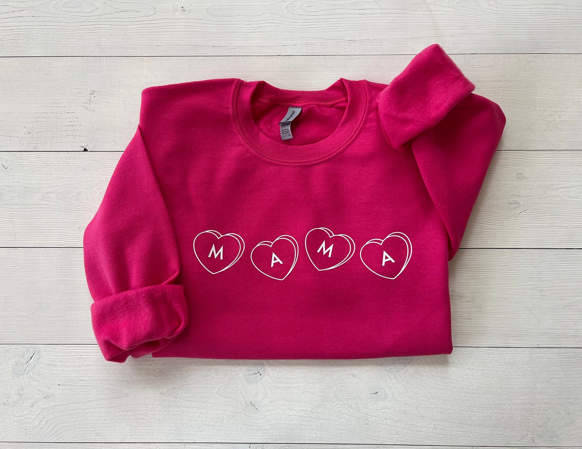 Personalized Gift for Mama, Candy Valentine Mama, Valentines Day Crewneck, Light Pink Sweatshirt