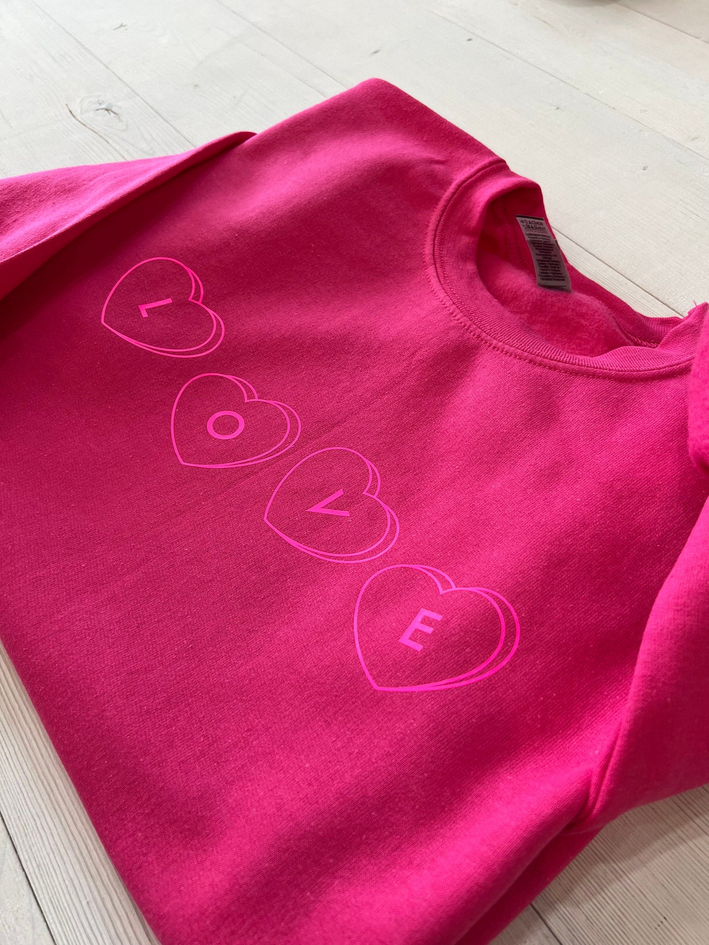 Valentines Day Sweatshirt, Candy Hearts, Light Pink Crewneck, Galentines Day Top, Love Sweater, Valentine's Day Gift