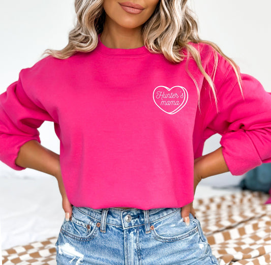 Valentine's Day Sweatshirt for Mom, New Mom Gift, Gift for Mom, Mother's Day Gift, Custom Heart Sweatshirt, Custom Mom Sweatshirt,