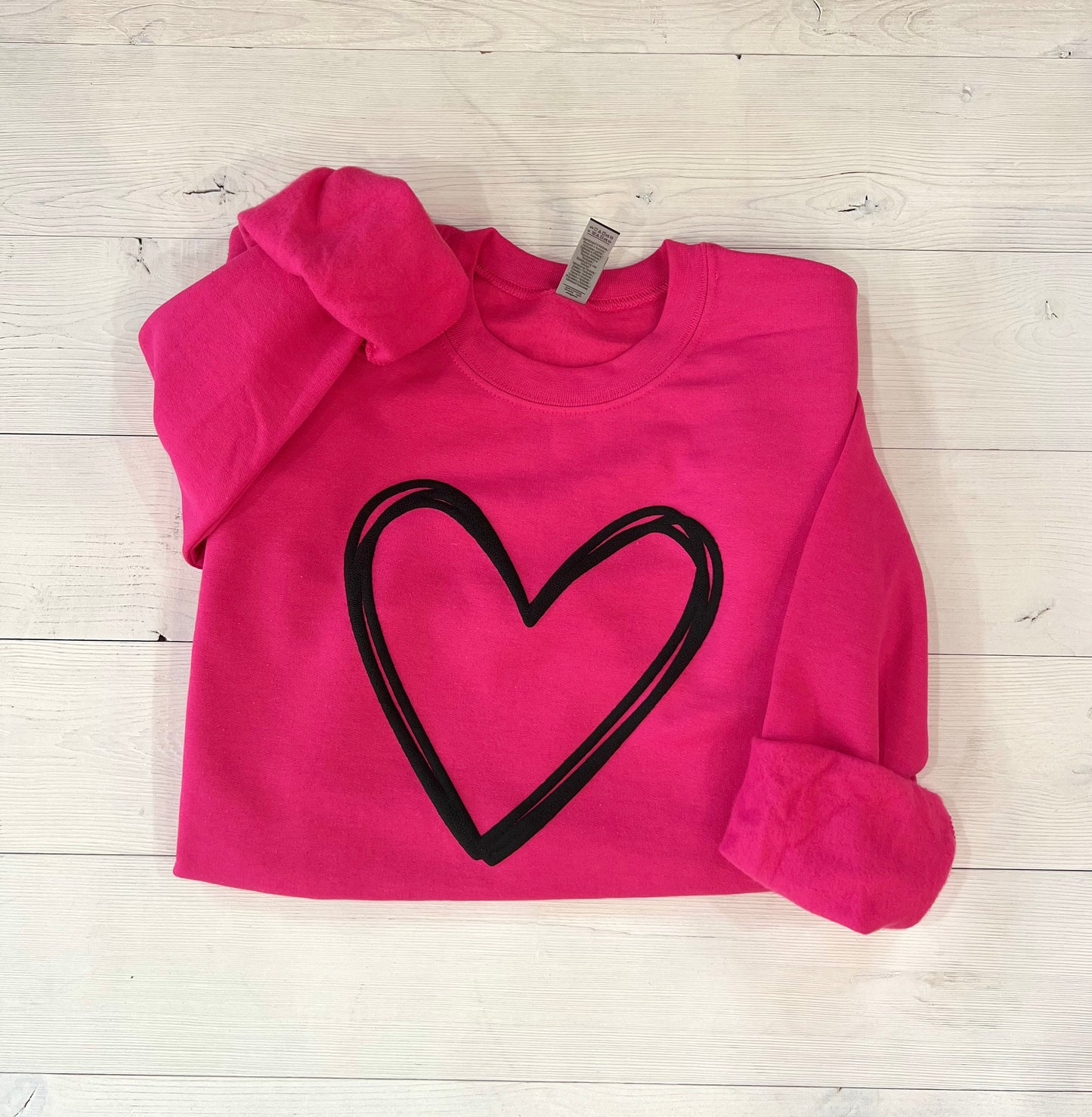 Embossed Valentines Day Sweatshirt, Valentine Day Sweater, Heart Sweatshirt, Galentines day shirt, Love top, Valentine gift, gift for her - Up2ournecksinfabric