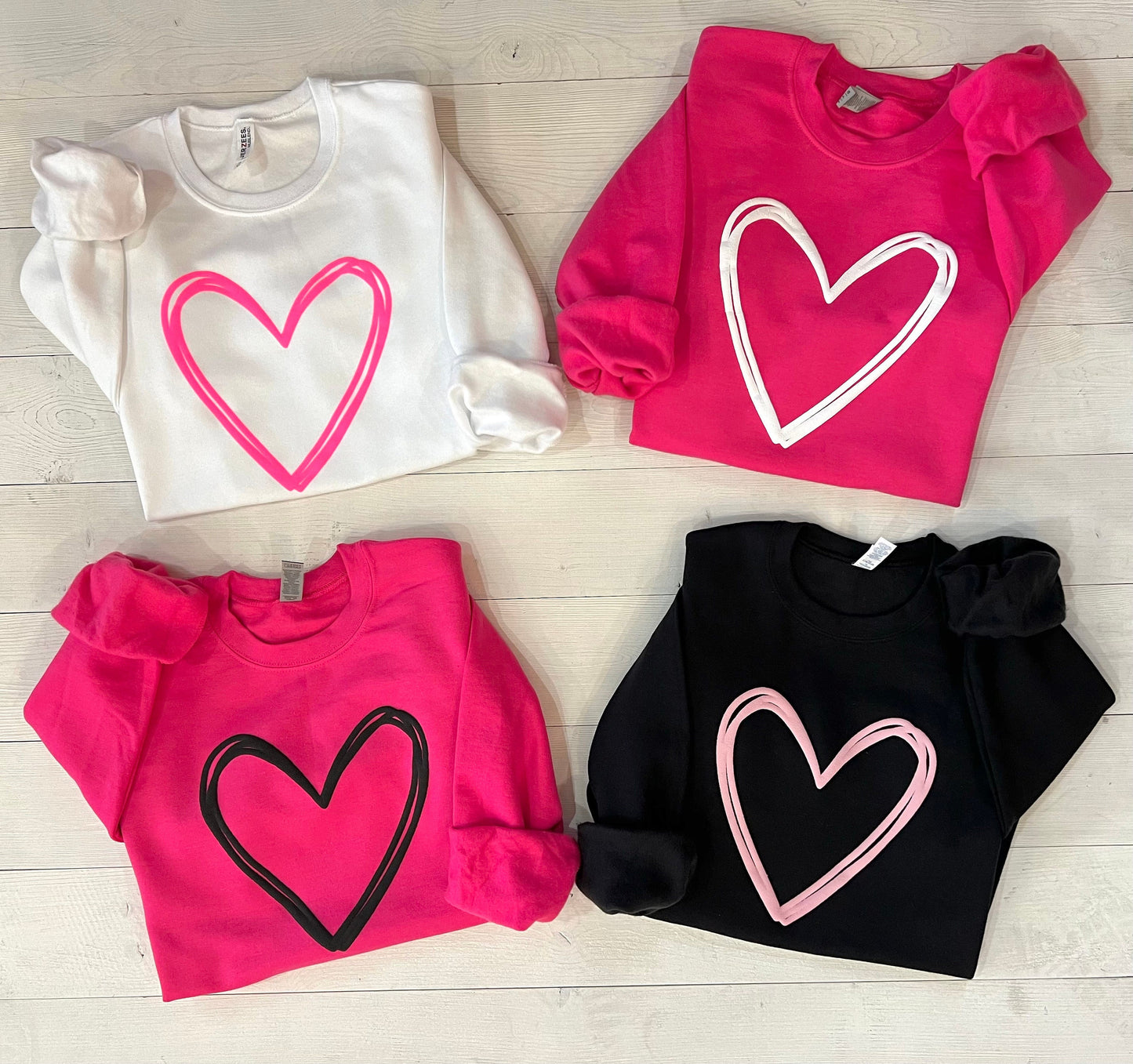 Embossed Valentines Day Sweatshirt, Valentine Day Sweater, Heart Sweatshirt, Galentines day shirt, Love top, Valentine gift, gift for her - Up2ournecksinfabric