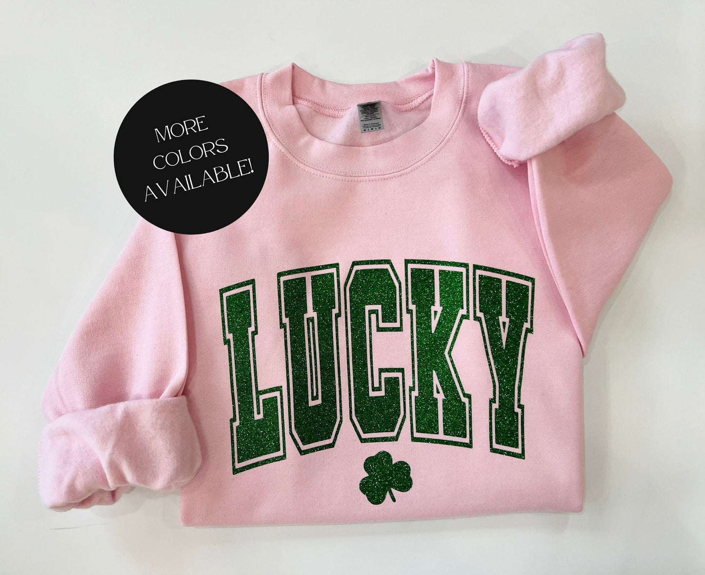 Glitter lucky sweatshirt, St. Patricks day sweater, Shamrock sparkle shirt, St. paddys day top, lucky clover top, St. patty's day crewneck - Up2ournecksinfabric