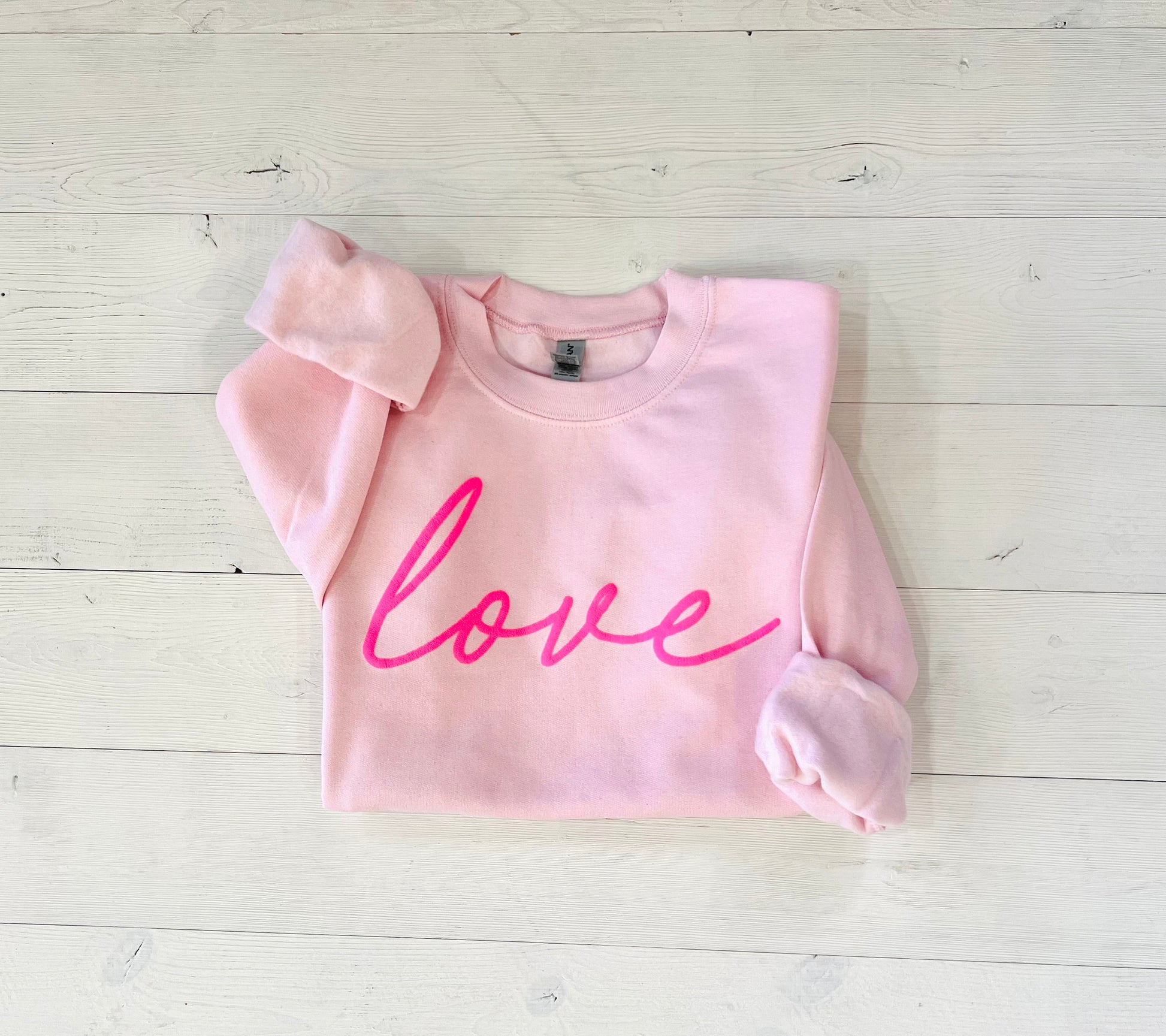 Embossed Cursive Love Sweatshirt, Womens Valentines Day Gift, Valentines Day Outfit, Love Crewneck - Up2ournecksinfabric