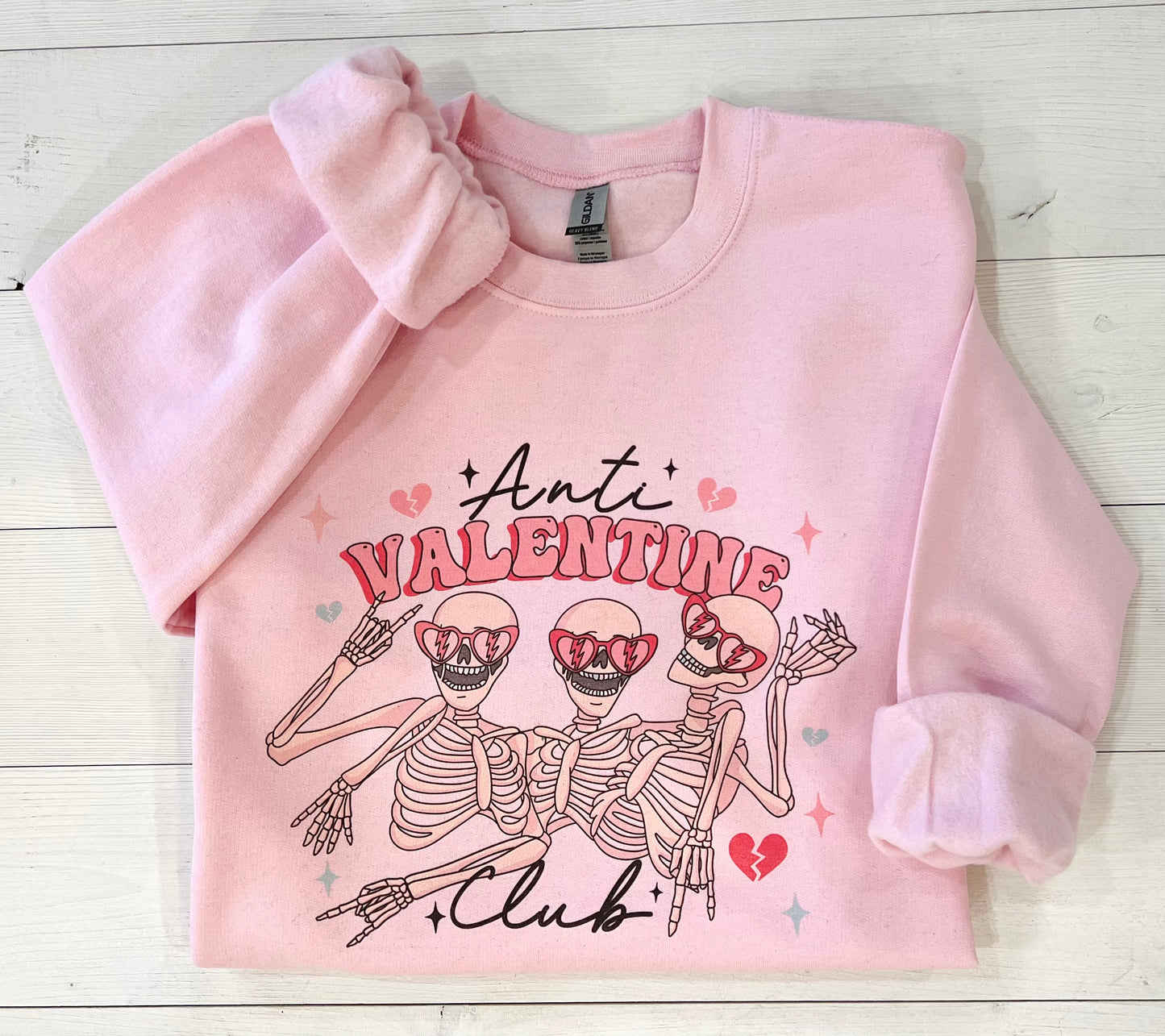 Anti Valentine, Valentines Day Sweatshirt, Skeleton Valentine Design, Comfy Love Sweatshirt, Galentine Crewneck - Up2ournecksinfabric