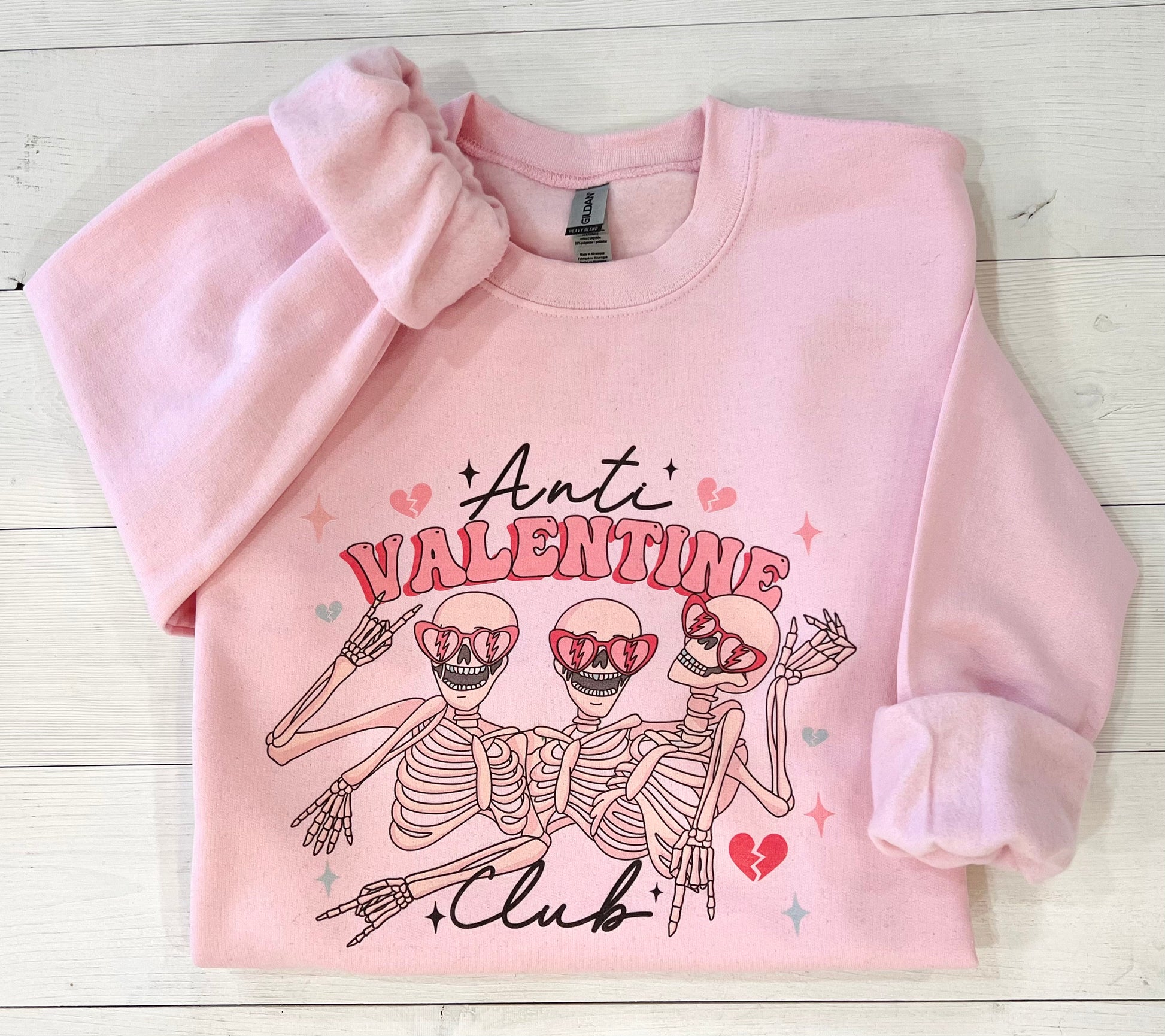 Anti Valentine, Valentines Day Sweatshirt, Skeleton Valentine Design, Comfy Love Sweatshirt, Galentine Crewneck - Up2ournecksinfabric