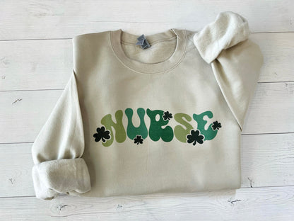 Groovy Nurse Shamrock St Pattys Day Sweatshirt - Up2ournecksinfabric