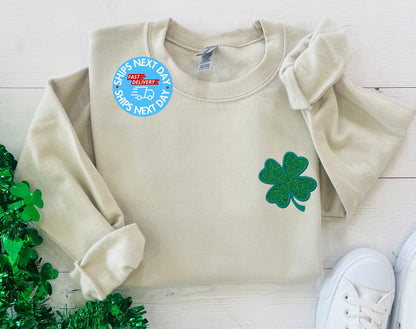 Glitter St Patty's Sweatshirt, St. Patrick's Sweatshirt, Embroidered St Patty's, Women's St Patrick's Day Sweater, Shamrock Sweatshirt - Up2ournecksinfabric