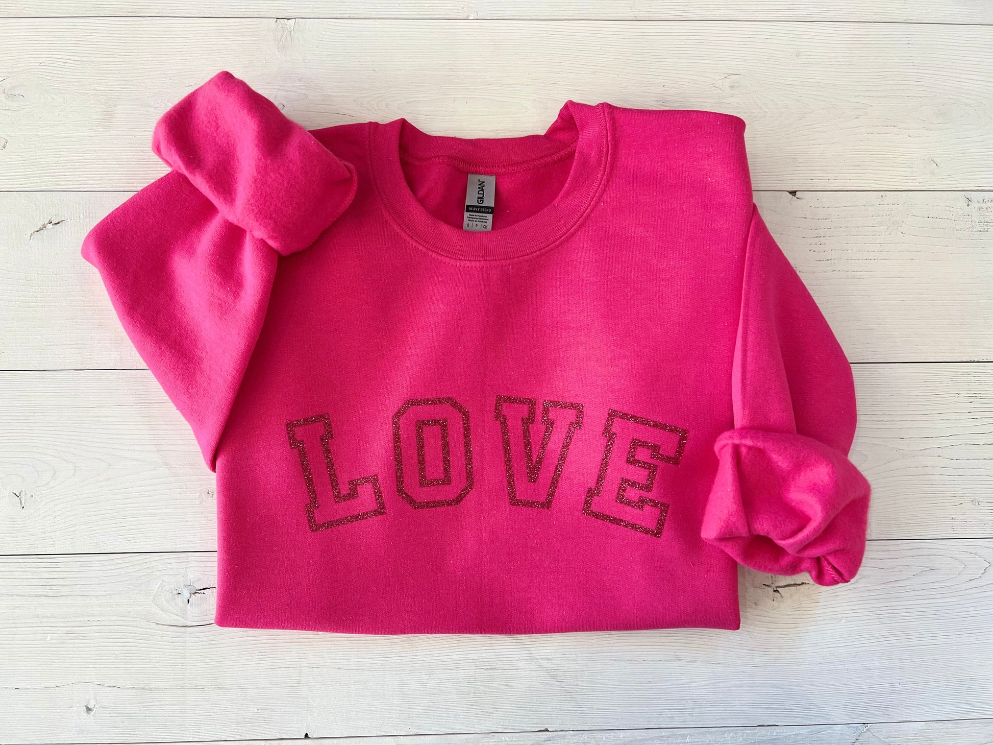 Glitter Valentines day shirt, hot pink shirt, Valentine sweatshirt, Galentines day top, gift for girlfriend, cute love crewneck, love design