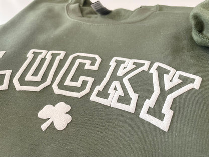 Womens St. Patricks Day Sweatshirt, Lucky Sweatshirt, Irish Sweatshirt, Clover Sweatshirt, Four Leaf Clover Shirt, Womens Lucky Sweatshirt - Up2ournecksinfabric