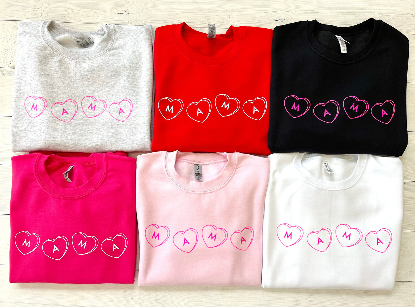 White Valentines Day Crewneck, Mama Candy Heart Sweatshirt, Retro Mom Sweater, Personalized Gift for Mama